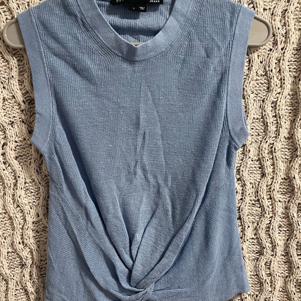 Veronica Beard Sky Blue Knotted Tank Top